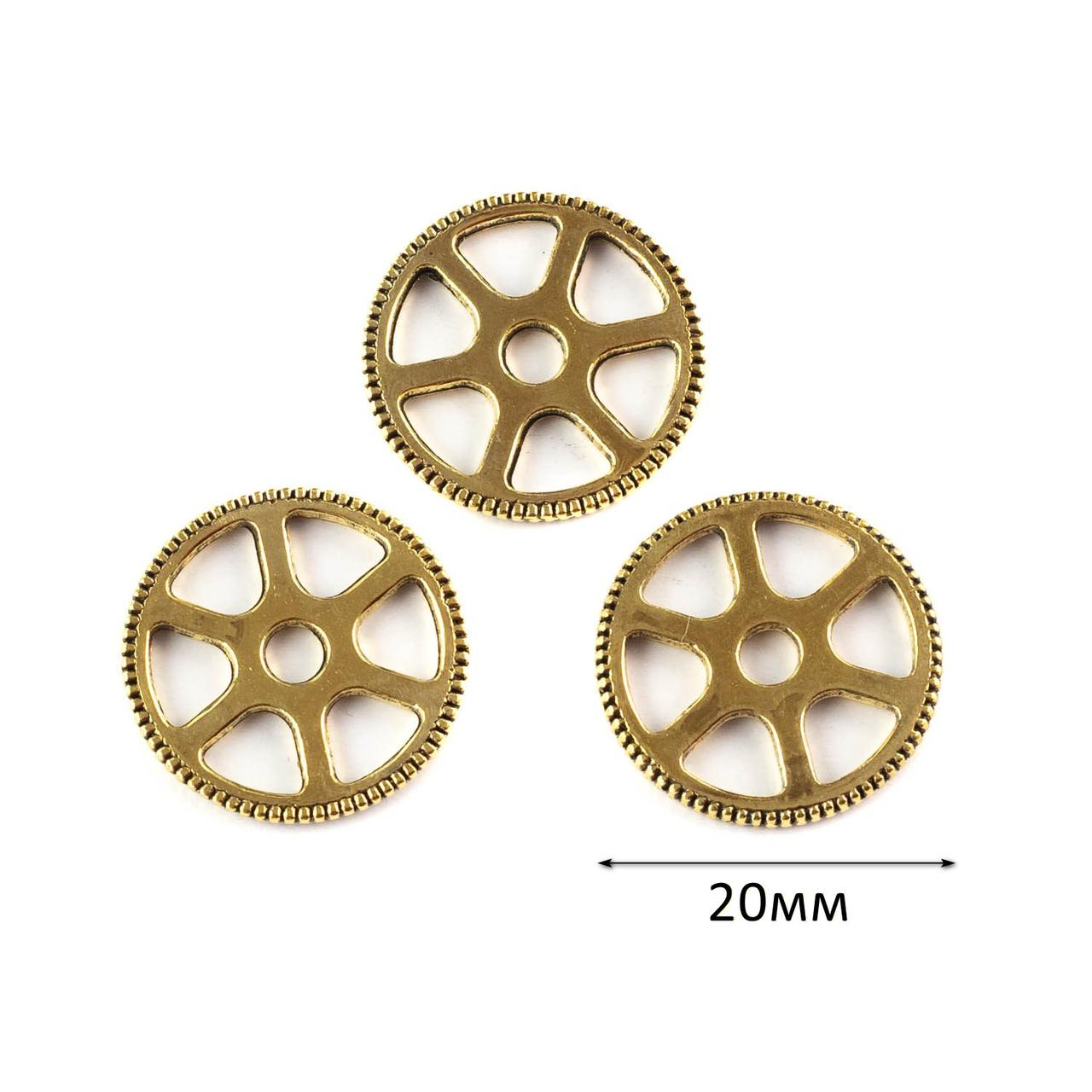 Металева шестерня 20мм золото 1шт SHR031, фото 1