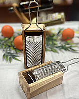 Терка для сиру з нержавіючої сталі і оливковго дерева (велика)