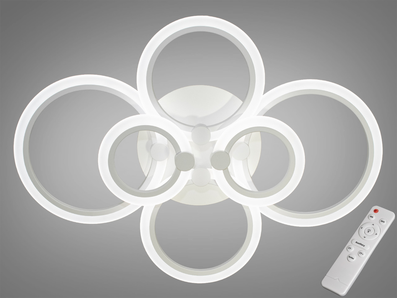 Світлодіодна люстра білого кольору 90W, 6 кілець, фото 1