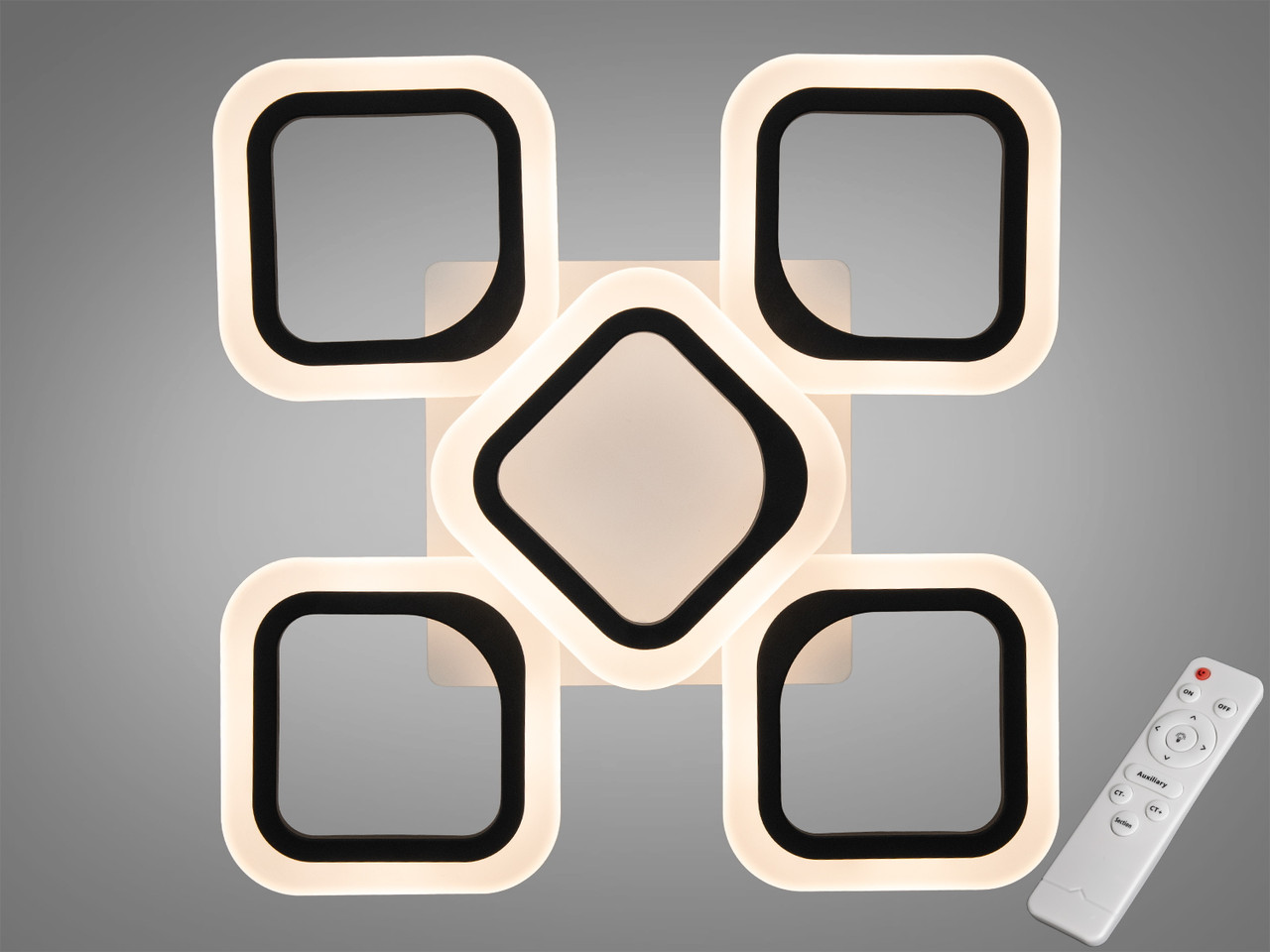 Сучасна стельова світлодіодна люстра в спальню з ІЧ пультом, 60 Вт чорна, фото 1