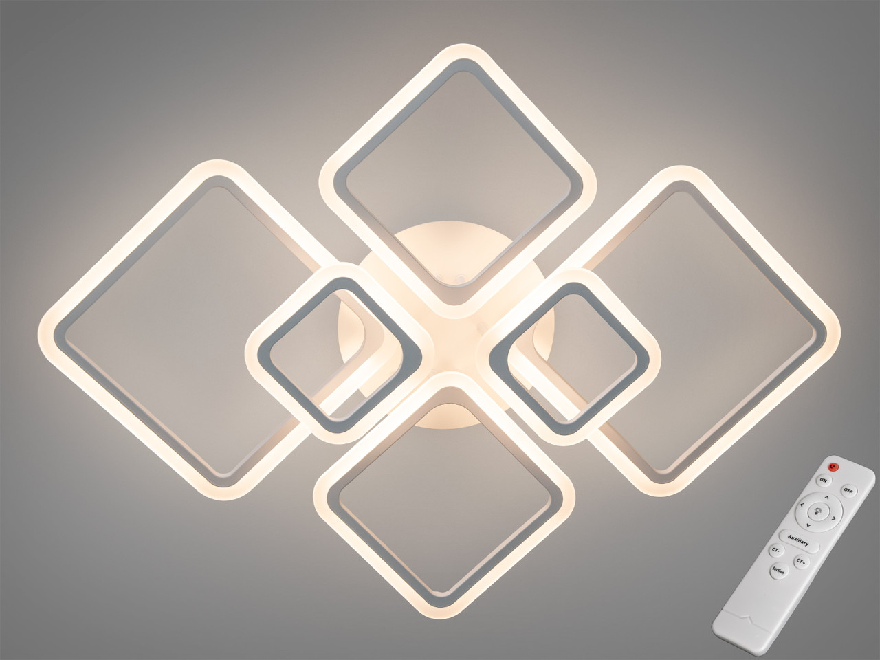 LED-люстра з димером 6 квадратів, 105W біла, фото 1