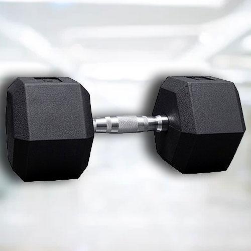 Гантель шестигранна професійна гумова гексагональна для фітнесу та силових тренувань VNK PRO 5 кг (1 шт.)