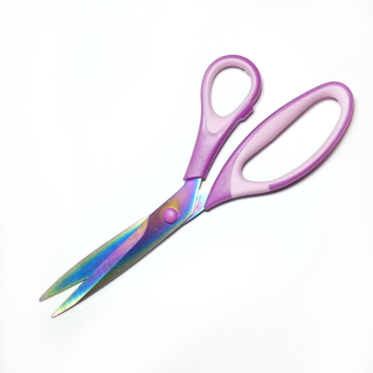 Кравецькі №10 полегшені ножиці для розкрою тканин 23,5 см, різнокольорові, з прогумованими ручками, нержавіюча сталь, фото 1