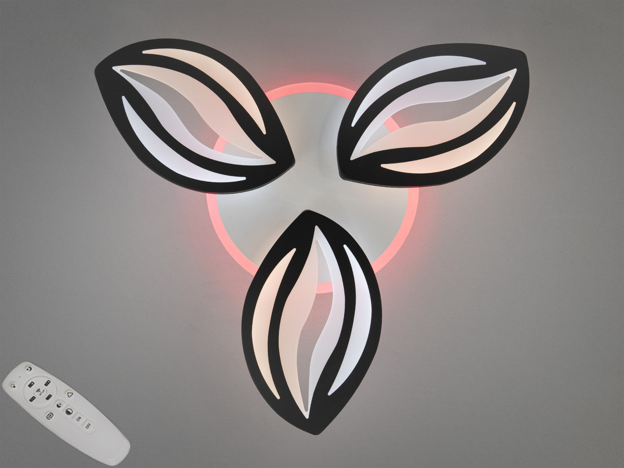 Чорна стельова лед люстра з пультом, димером і підсвічуванням, 52W, фото 1