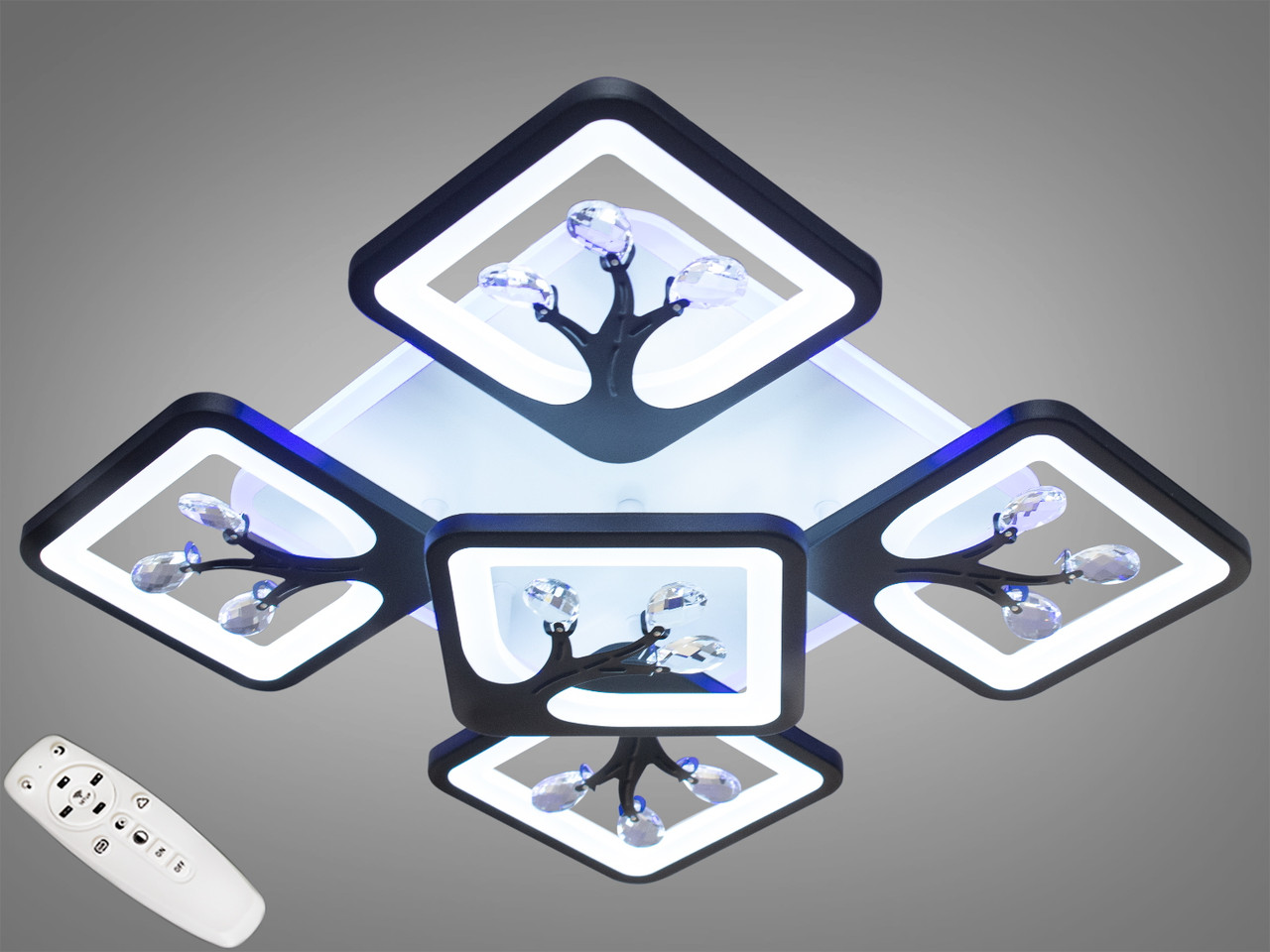 Лед люстра з пультом, димером і підсвічуванням, 90W, чорна, фото 1