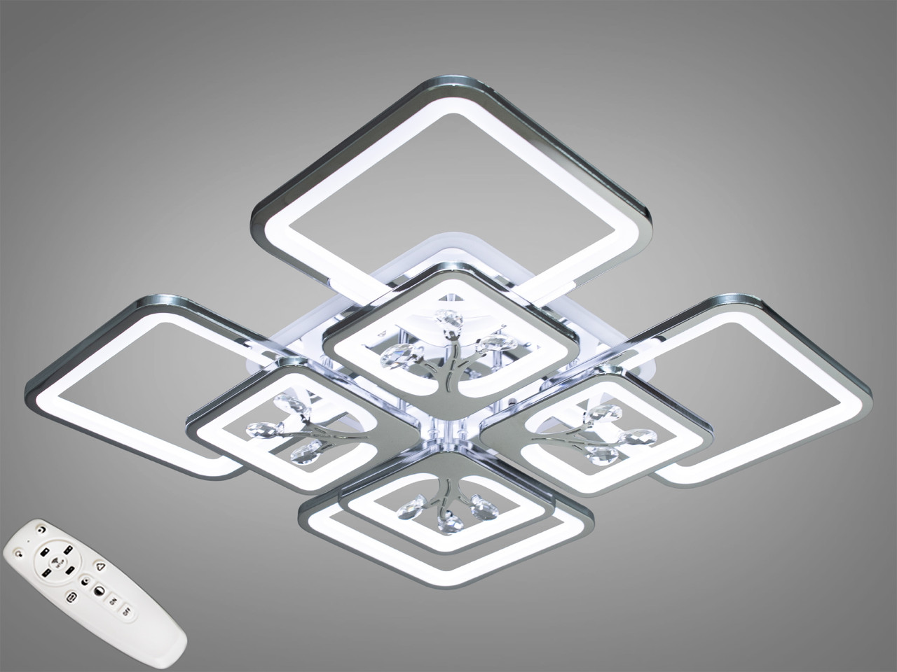 Світлодіодна люстра хром 190Вт пульт диммер, фото 1