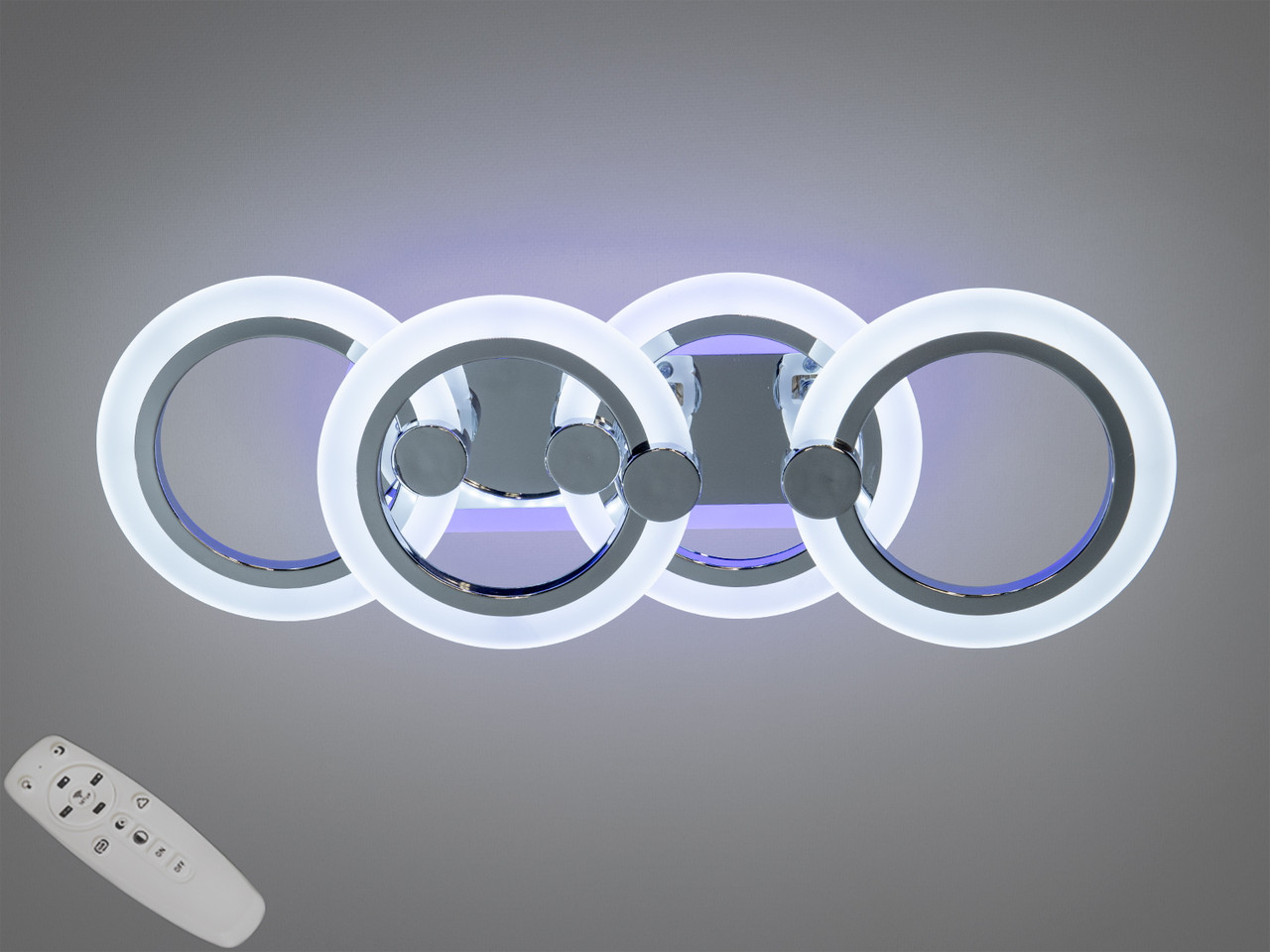 Стельовий світильник  хром чотири LED кільця, фото 1