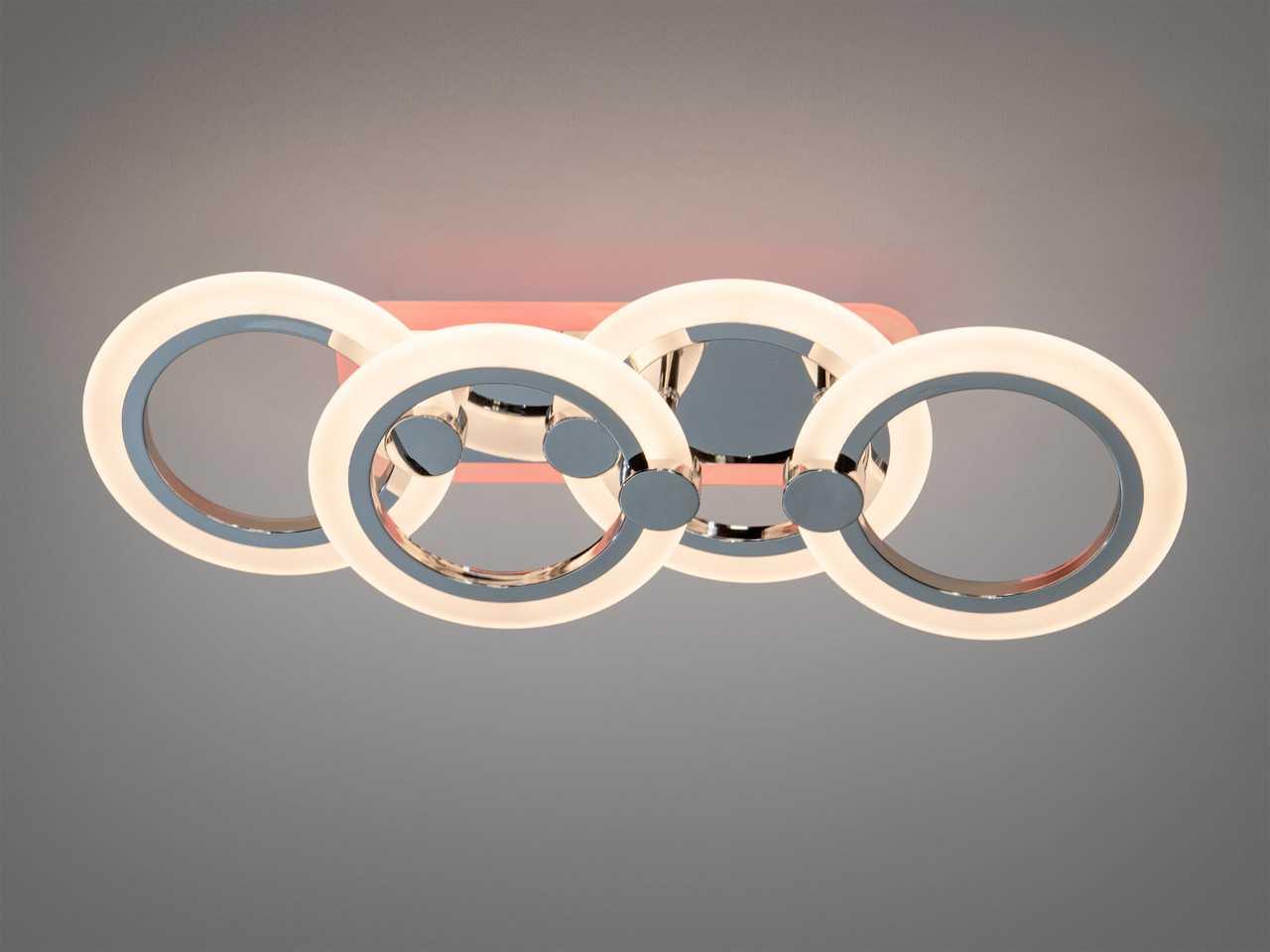Стельовий світильник золотистий чотири LED кільця, фото 1