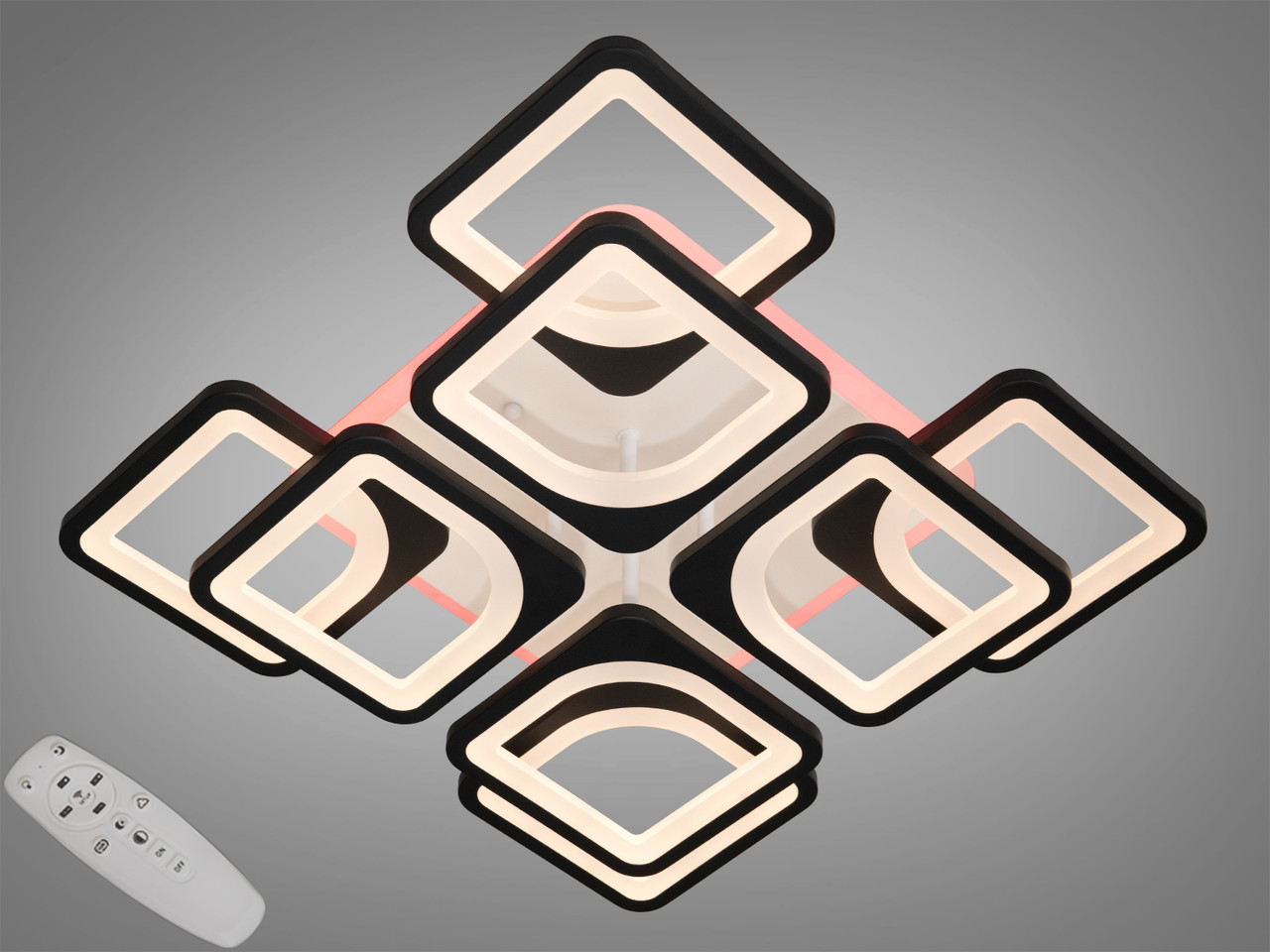 Стельова кухонна лед люстра з пультом, підсвічуванням, 130W, чорна, фото 1