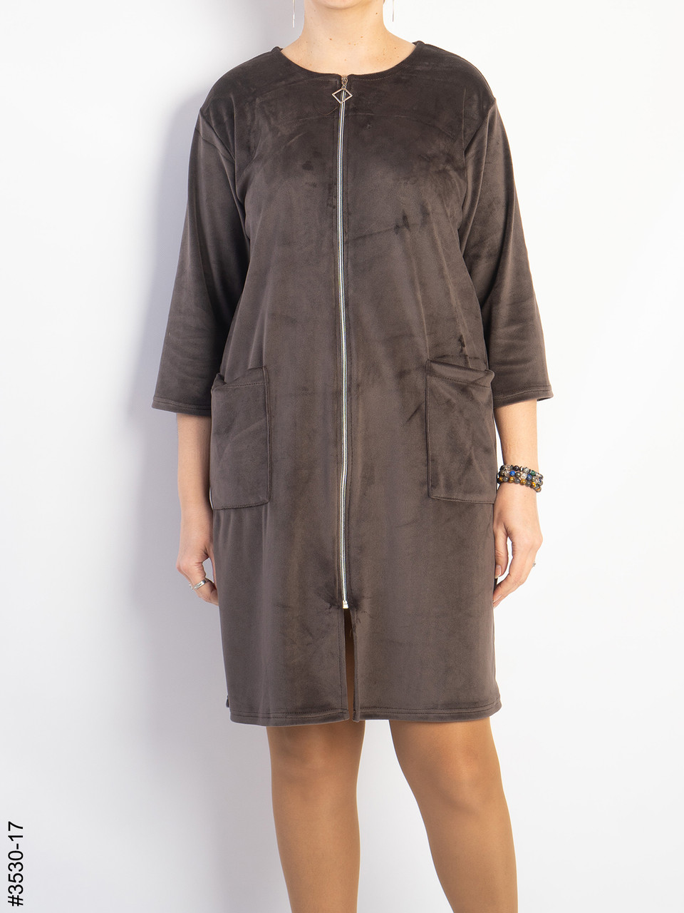 3530-17 Халат жіночий на блискавці напівбатал (3 од: 48,50,52), фото 1