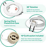 Рамки для точкових світильників Tailcas GU10 білі 230 V поворотні 30° Ø68 мм, 10 шт., фото 5