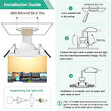 Рамки для точкових світильників Tailcas GU10 білі 230 V поворотні 30° Ø68 мм, 10 шт., фото 3