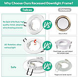 Рамки для точкових світильників Tailcas GU10 білі 230 V поворотні 30° Ø68 мм, 10 шт., фото 6