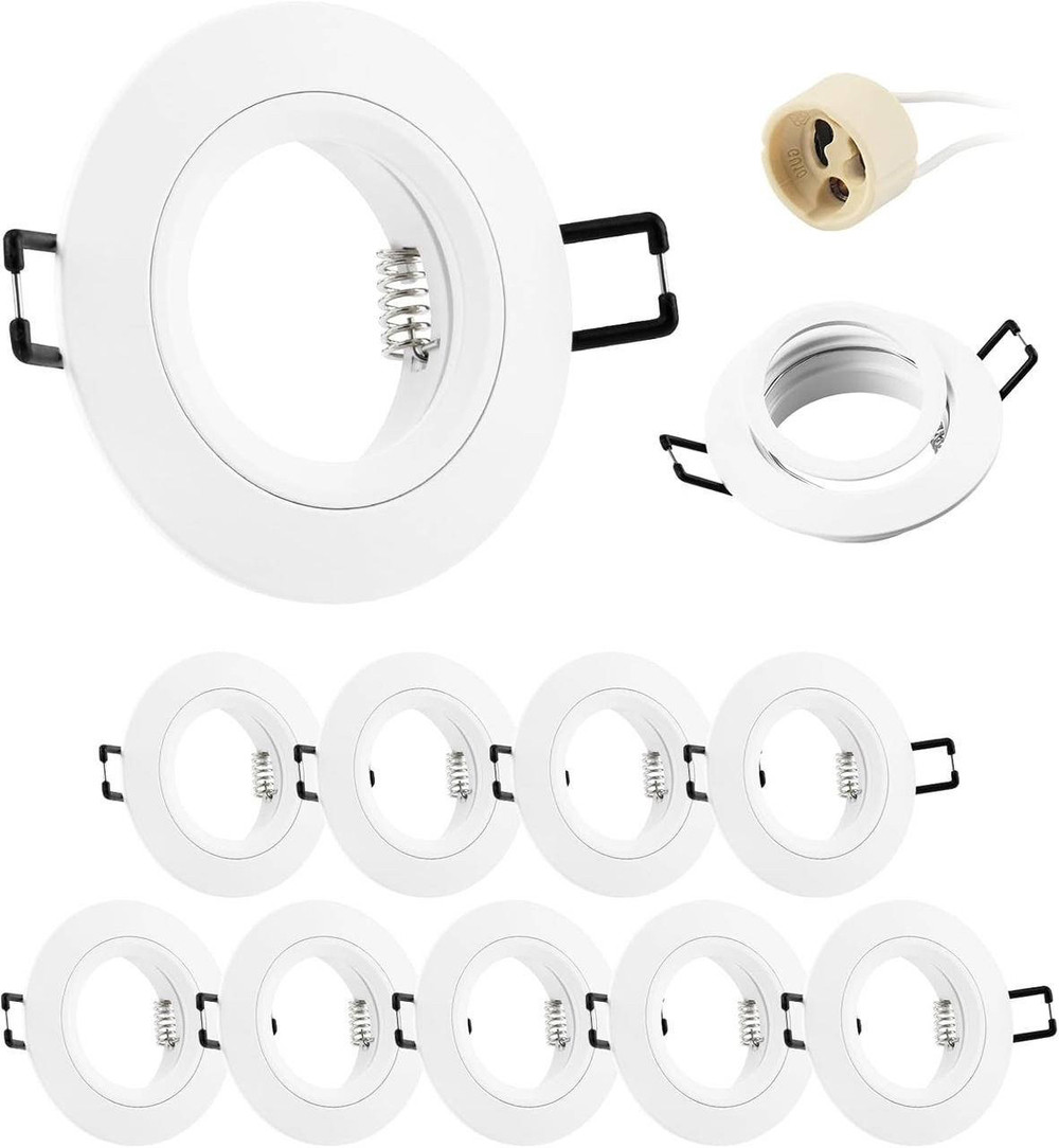 Рамки для точкових світильників Tailcas GU10 білі 230 V поворотні 30° Ø68 мм, 10 шт., фото 1