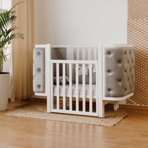 Дитяче ліжечко Angelo LUNA з гудзиками сірий, фото 1