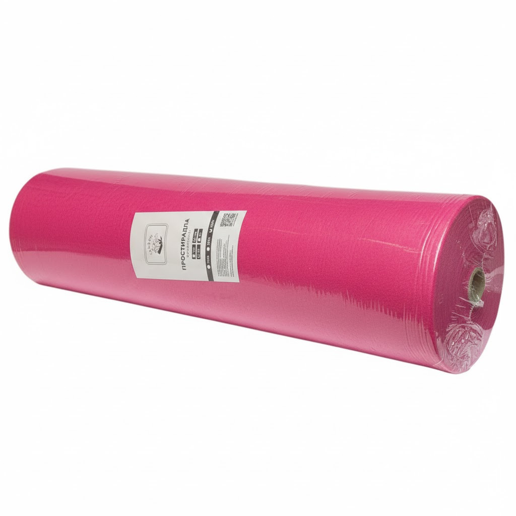 Простирадло одноразове на кушетку в рулоні спанбонд розмір 80*500 м, TANDEM щільність 19 г/м2, колір малиновий, фото 1