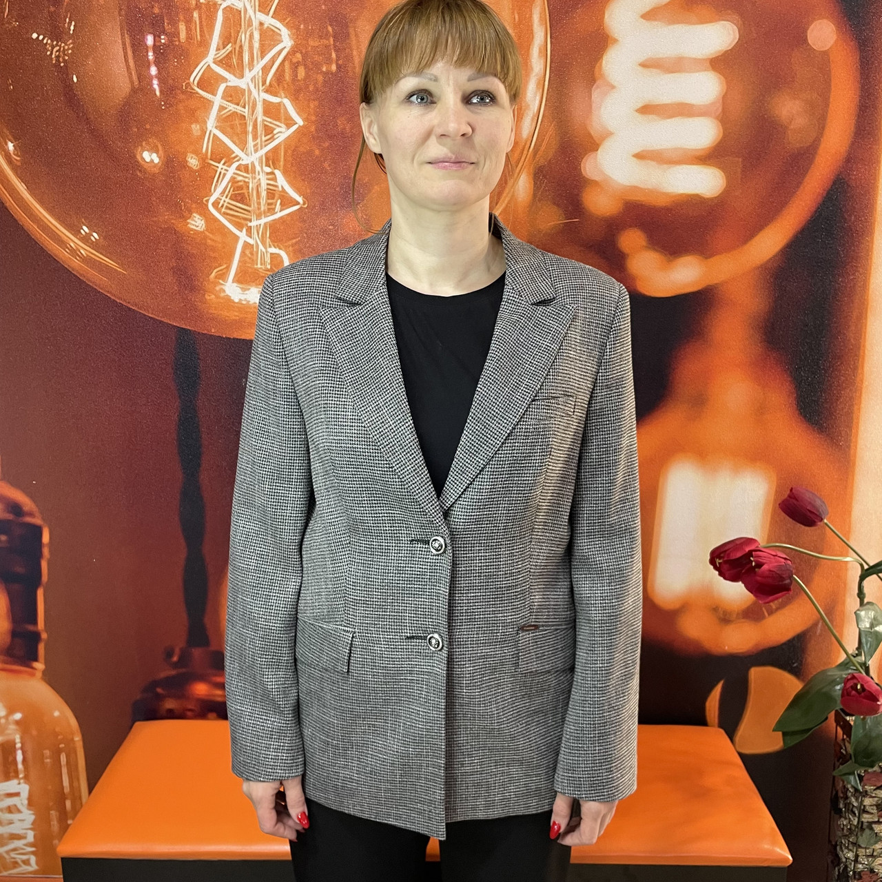 Піджак J.London жіночий класичний жакет гусяча лапка сірий, фото 1