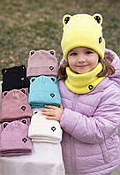 Оптом Дитячий комплект на флісі шапка з вушками та хомут р.44–46