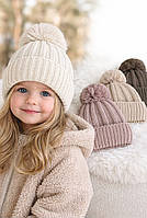 Оптом Шапка з бубоном на флісі для дівчинки — стильні зимові моделі з 7 км р 48-50