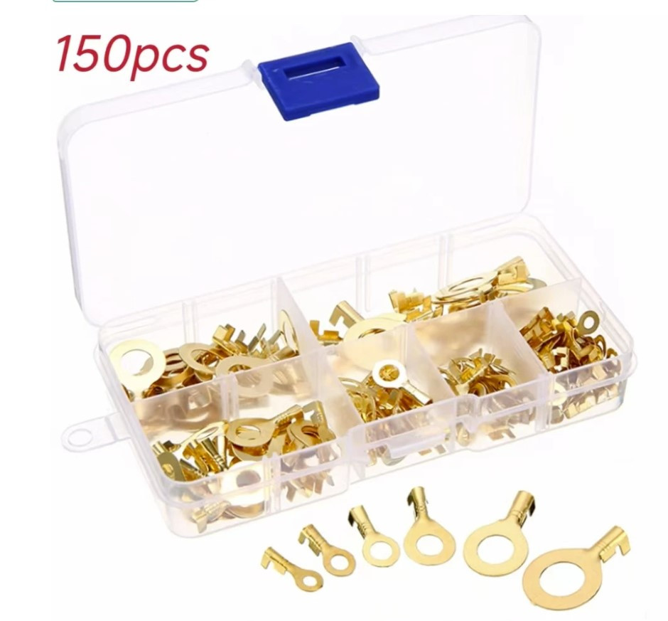 Набір латунних клемних кілець для дротів 150 шт. М3 М4 М5 М6 М8 М10 в боксі