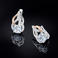 Срібні сережки з золотими вставками Грація