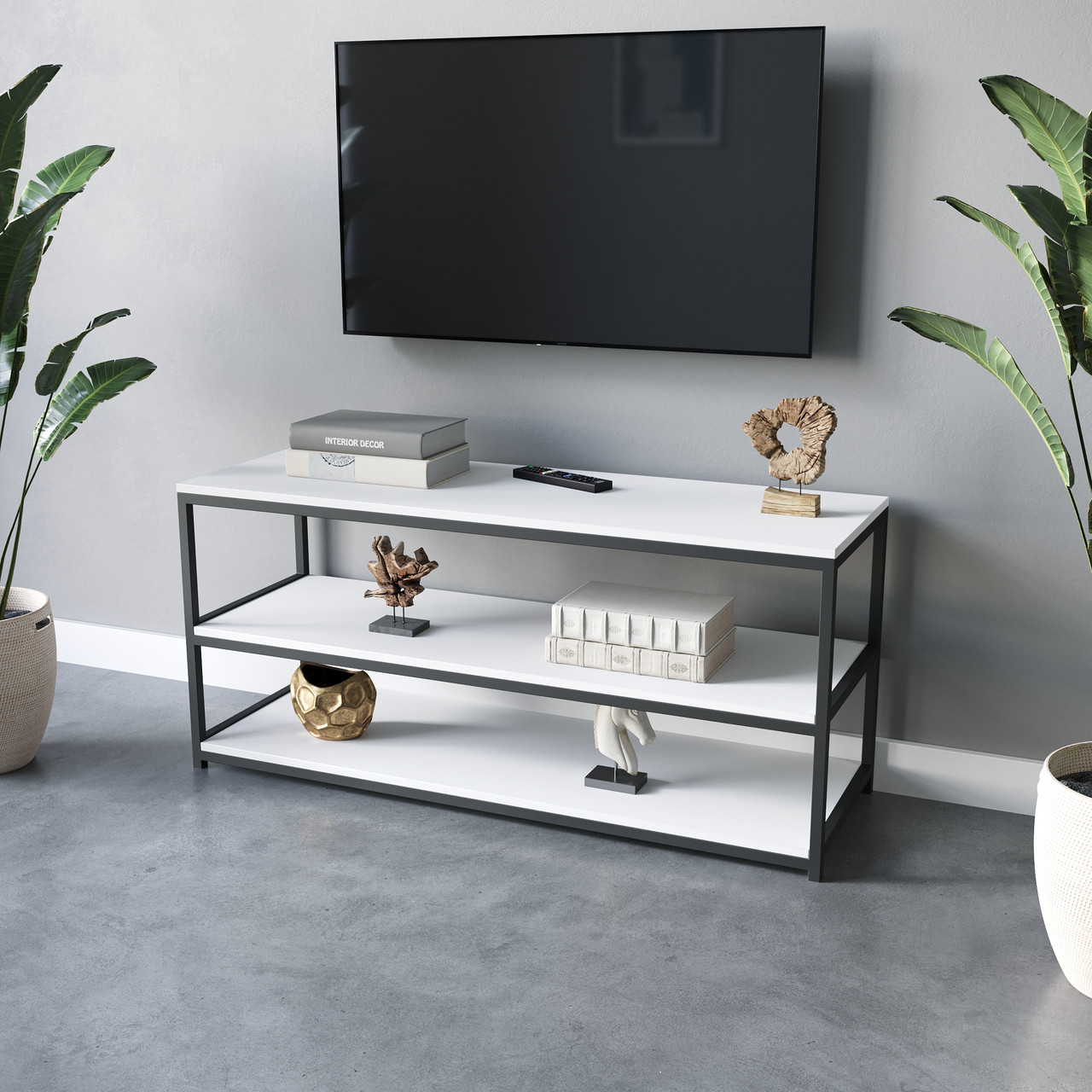 Стелаж поличковий лофт для телевізора з 2 відкритими полицями з ЛДСП Лофт тумби під тв 120 см, фото 1