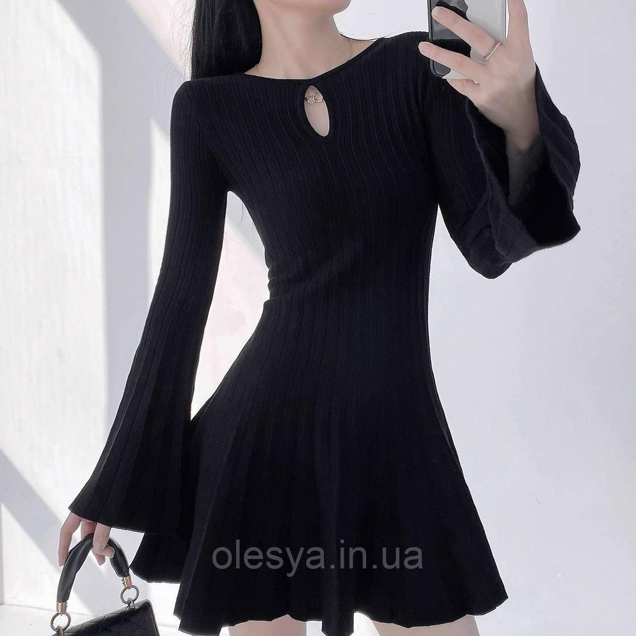 Жіноча ефектна коротка сукня з бантиками із костюмки 408 Розміри ХS- L, фото 1