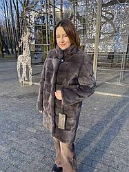Шуба з натурального хутра норки,трансформер 90 див. колір графіт