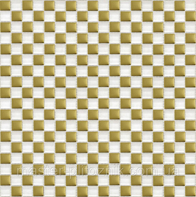 Мозайка шахівка білий-золото