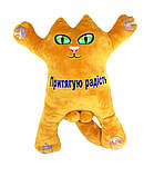 Іграшка кіт на присосках рудий кіт м'яка іграшка з написом для авто і дому 30 см Притягую радість, фото 3