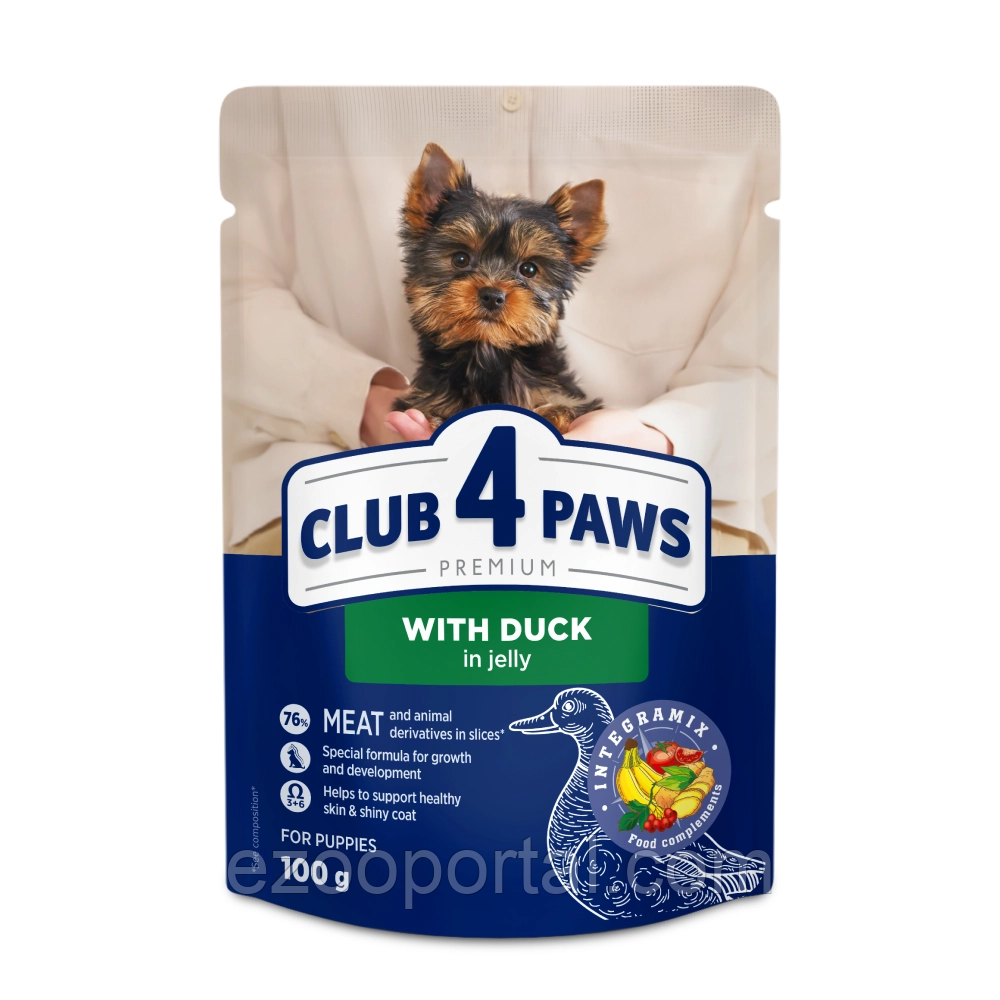 Вологий корм Клуб 4 Лапи з качкою в желе для цуценят малих порід 24шт х 100г, фото 1