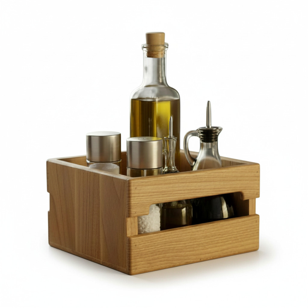 Лоток для солі перцю зубочисток серветок та олії на стіл у ресторан Кантрі Дерев'яна коробочка, фото 1