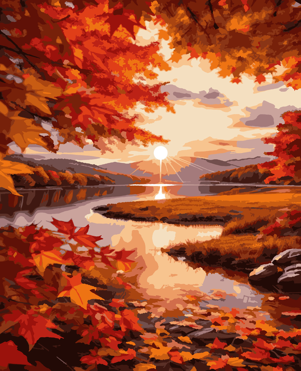 Картини за номерами "Осінній світанок" 50*60 см