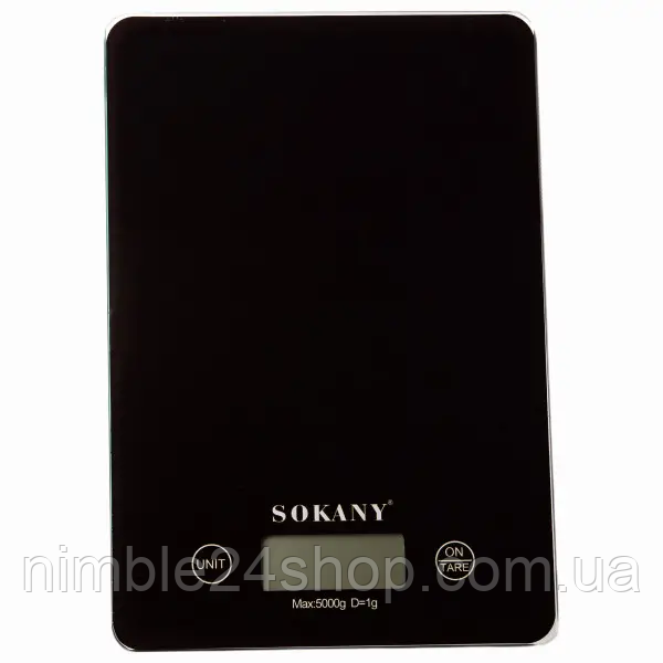 Ваги для кухні Sokany до 5 кг електронні на батарейках Чорний Lugi SK-19027B
