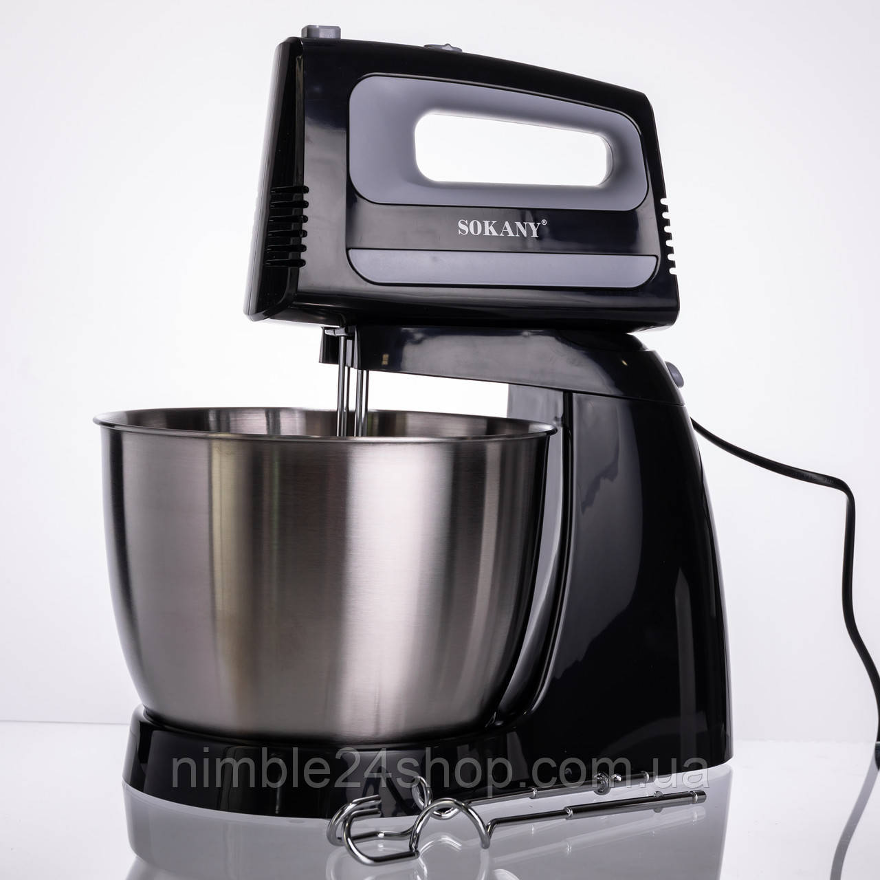 Стаціонарний міксер Sokany CX-6622 з чашею 3.5 л, 400 Вт, 5 швидкостей, 2 насадки