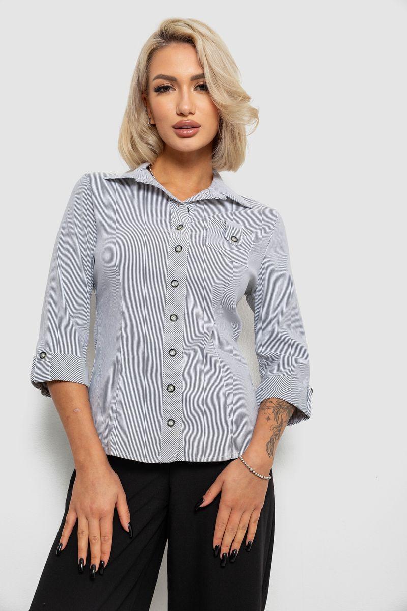 Сорочка класична в смужку, колір сіро-білий, 230R645-1, фото 1