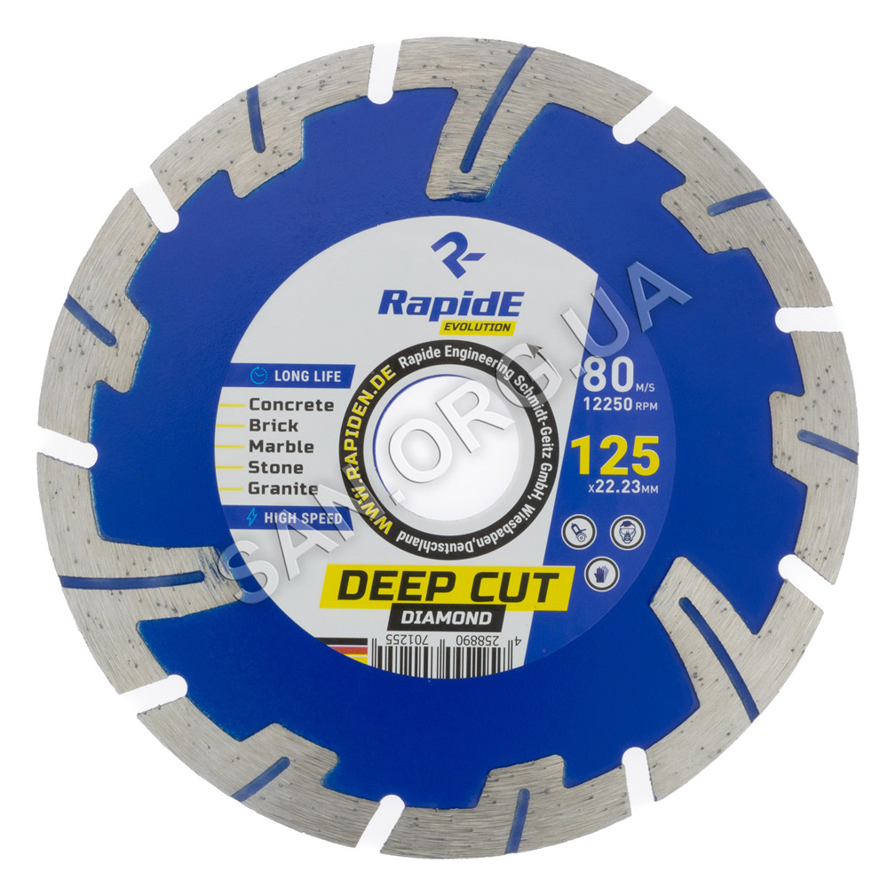 Алмазний диск по Бетону 125 мм RapidE Deep Cut 125*22.2 (Глибокий різ), фото 1