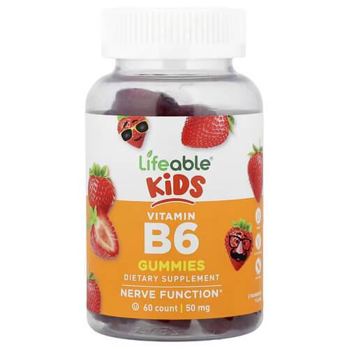 Lifeable Kids Vitamin B6 50 mg 60 жувальних цукерок, фото 1