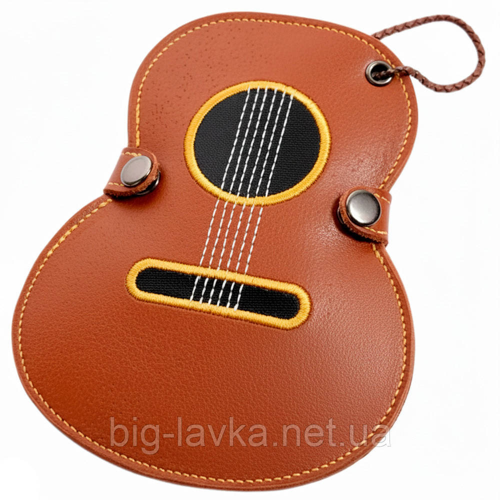 Чохол для медіаторів у вигляді гітари  Коричневий, фото 1