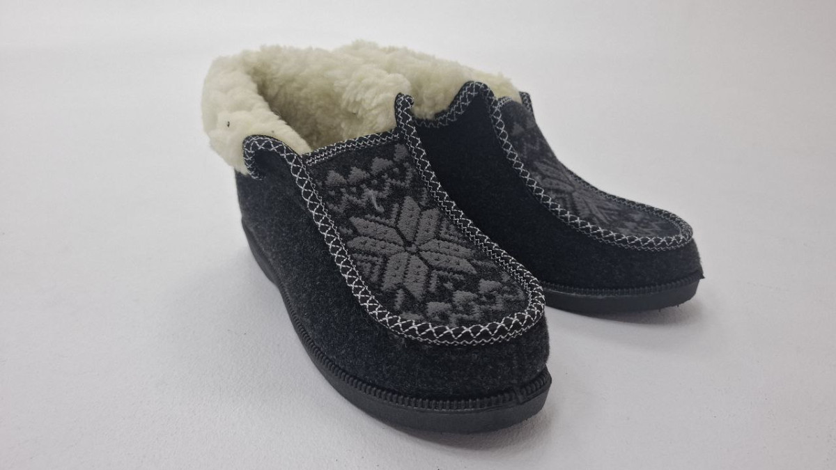 Теплі повстяні черевики зі сніжинкою сірий 37, фото 1