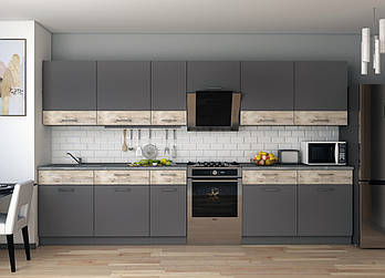 Кухня модульна Лея Doros 340х60х250 см Графіт/Дуб клондайк (DRS-011375)