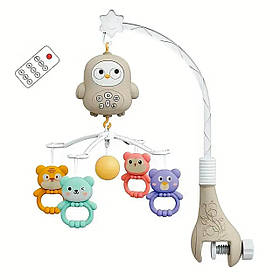 Мобиль музыкальный на детскую кроватку карусель с игрушками для новорожденных Midule 368-26
