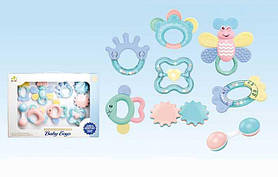 Набір брязкалець у ручку Baby Toys 8 штук 4 прорізувачі-брязкальця, шестерня, маракаси SL 84824