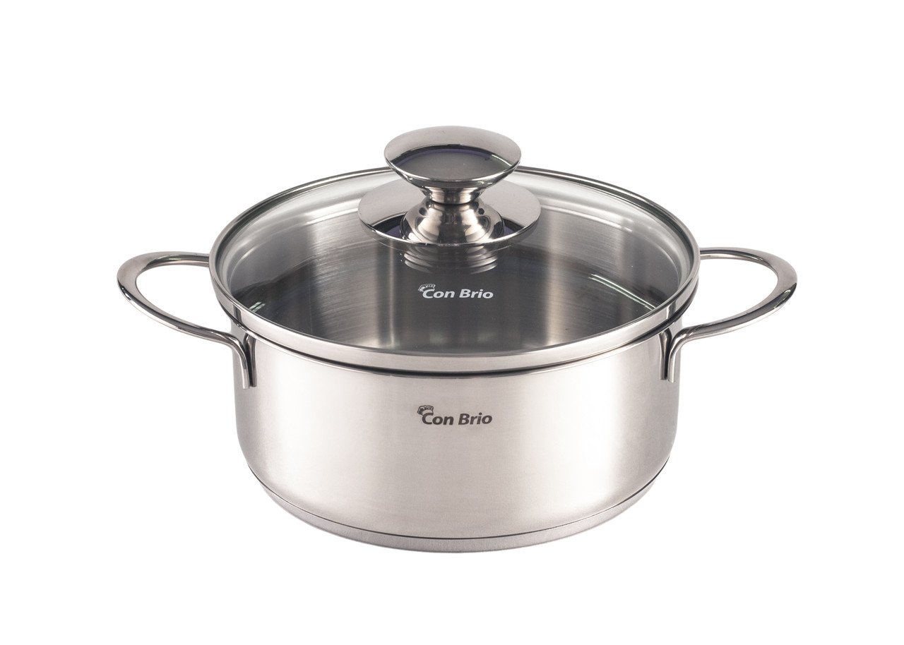 Каструля Con Brio CB-1104, 1.4 л, 16 см, з нержавіючої сталі з кришкою, для всіх типів плит