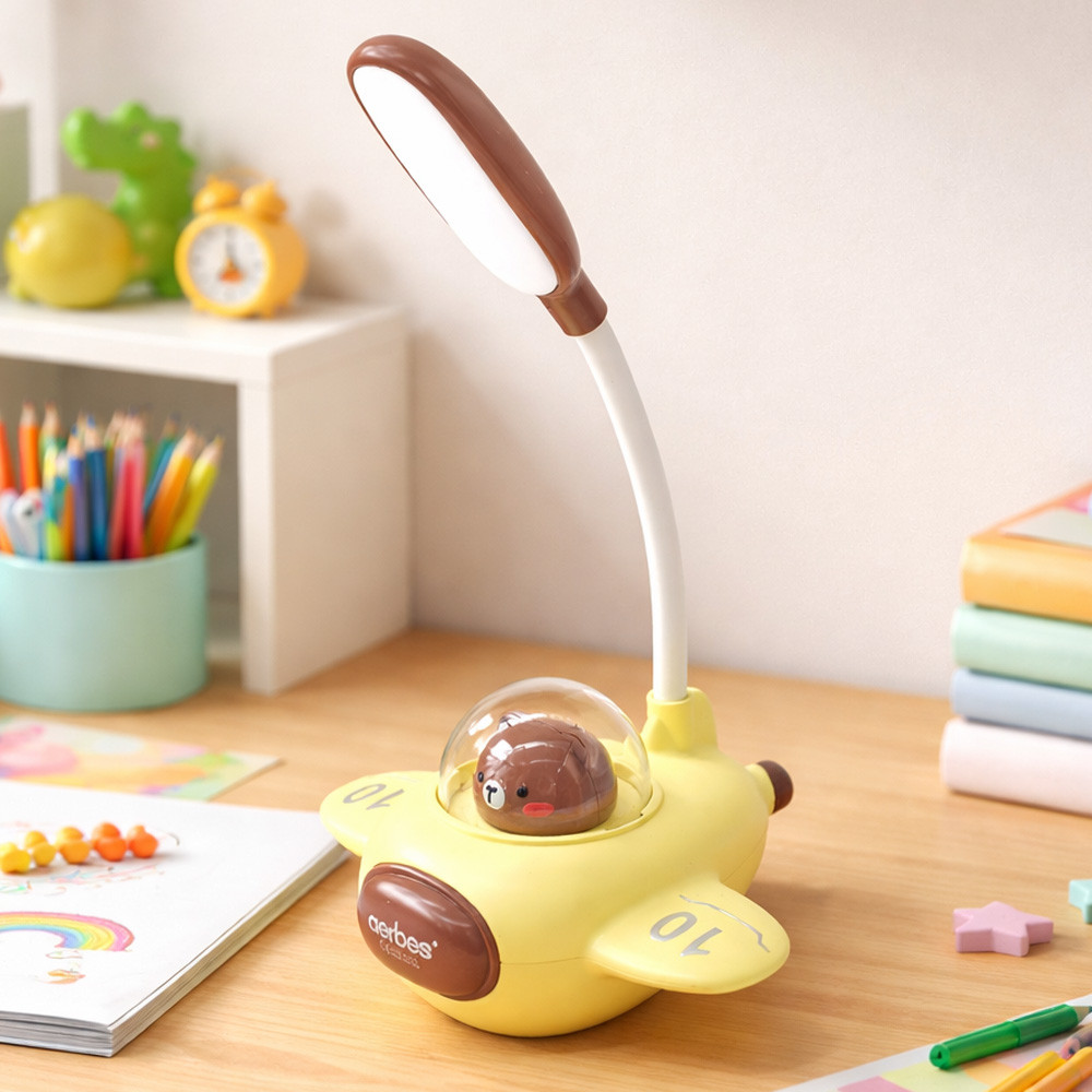 Настільна LED-лампа у формі літака, 5 Вт, 30х20х15 AB-TD58, Жовтий/Місяча лампа нічник/лампа у формі літака, фото 1