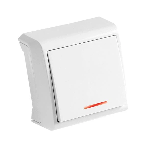 Вимикач одноклавішний з підсвіткою зовнішній білий VIKO Vera 90681019, фото 1