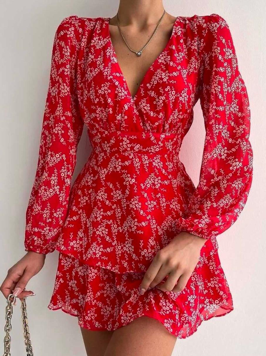 Сукня принтовий квіти червоний 40 ромір, фото 1