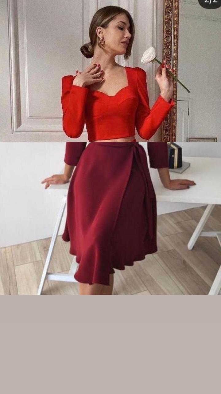 Костюм верх + спідниця (двійка) Костюмка Блакитний 46 ромір, фото 1