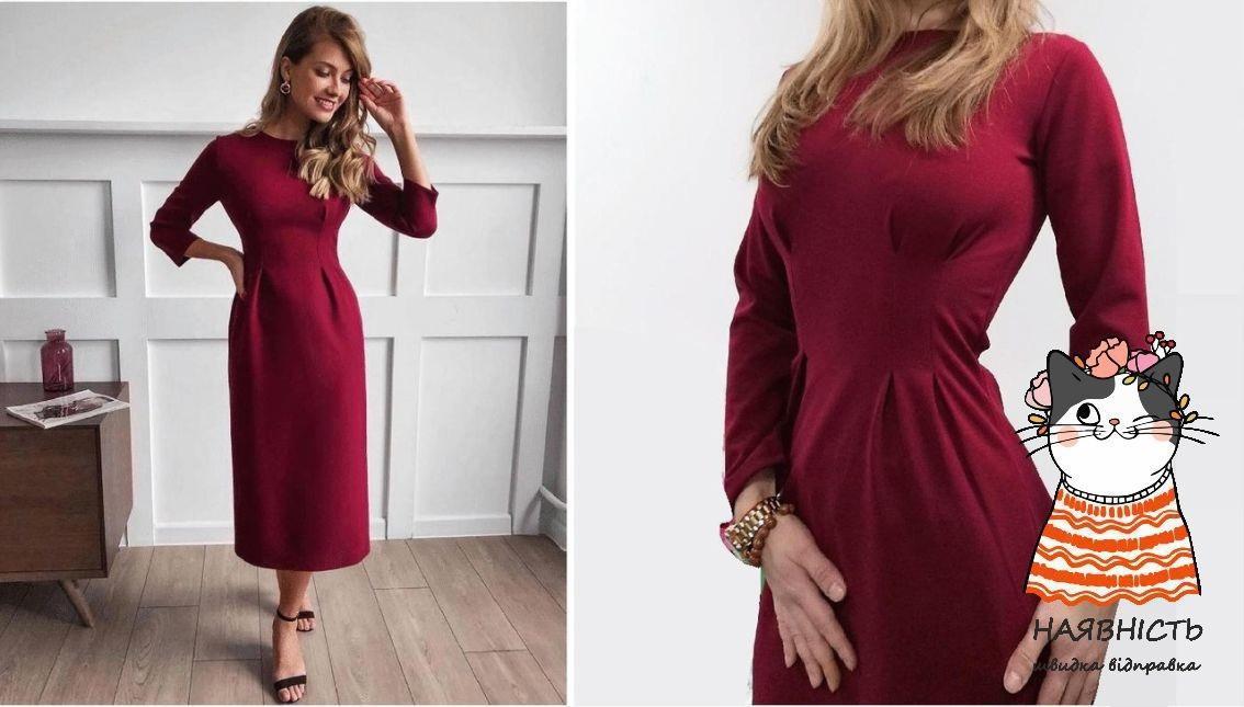 Сукня креп дайвінг Бордовий 40 ромір, фото 1