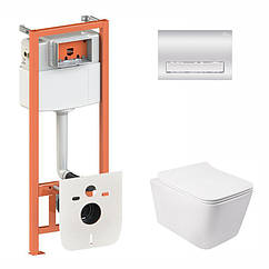 Готове рішення Qtap для ванної кімнати: підвісний унітаз Crow Rimless 520х360х290+ комплект інсталяції Nest 4 в 1 (лінійна клавіша